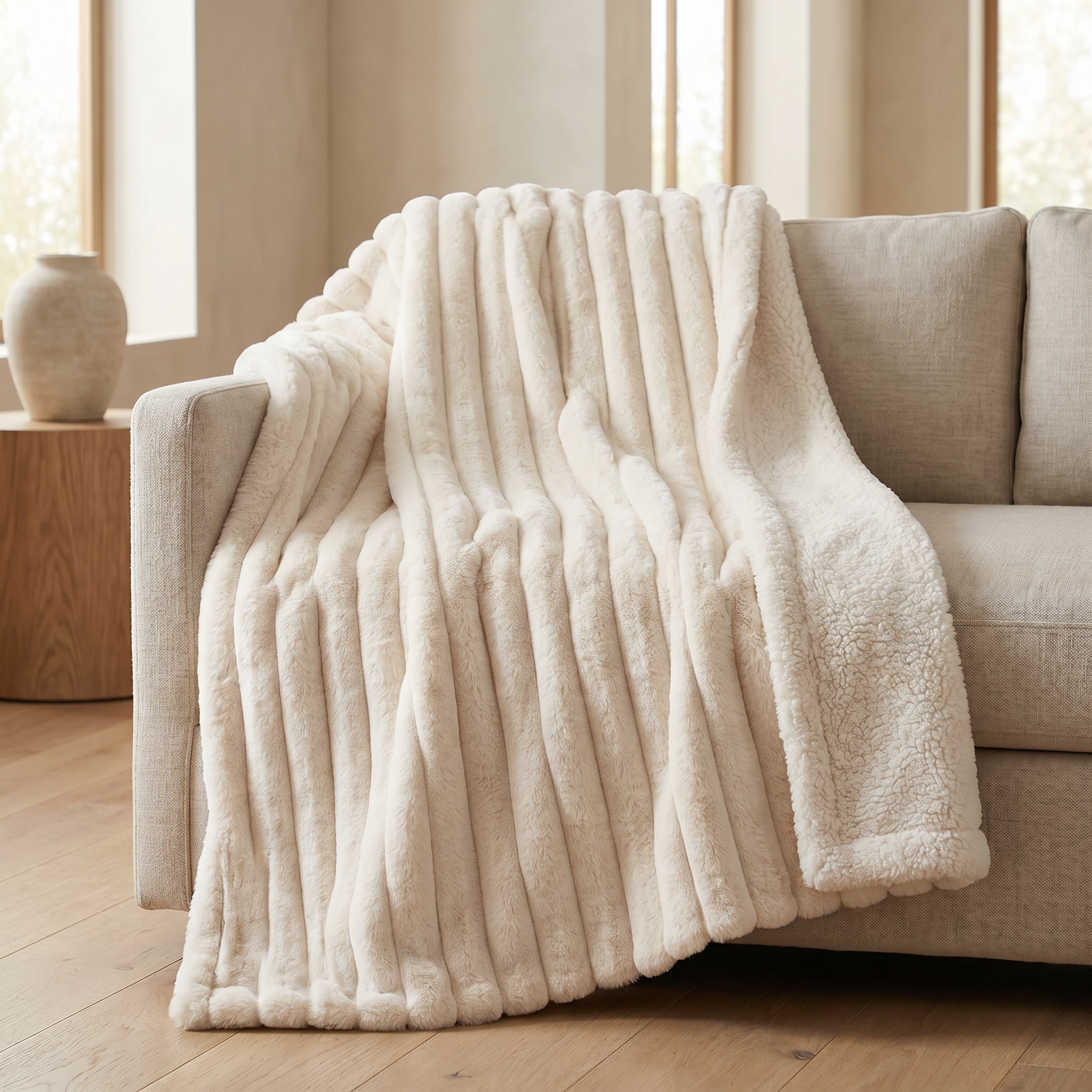 Cloud Sherpa throw blanket, Cream