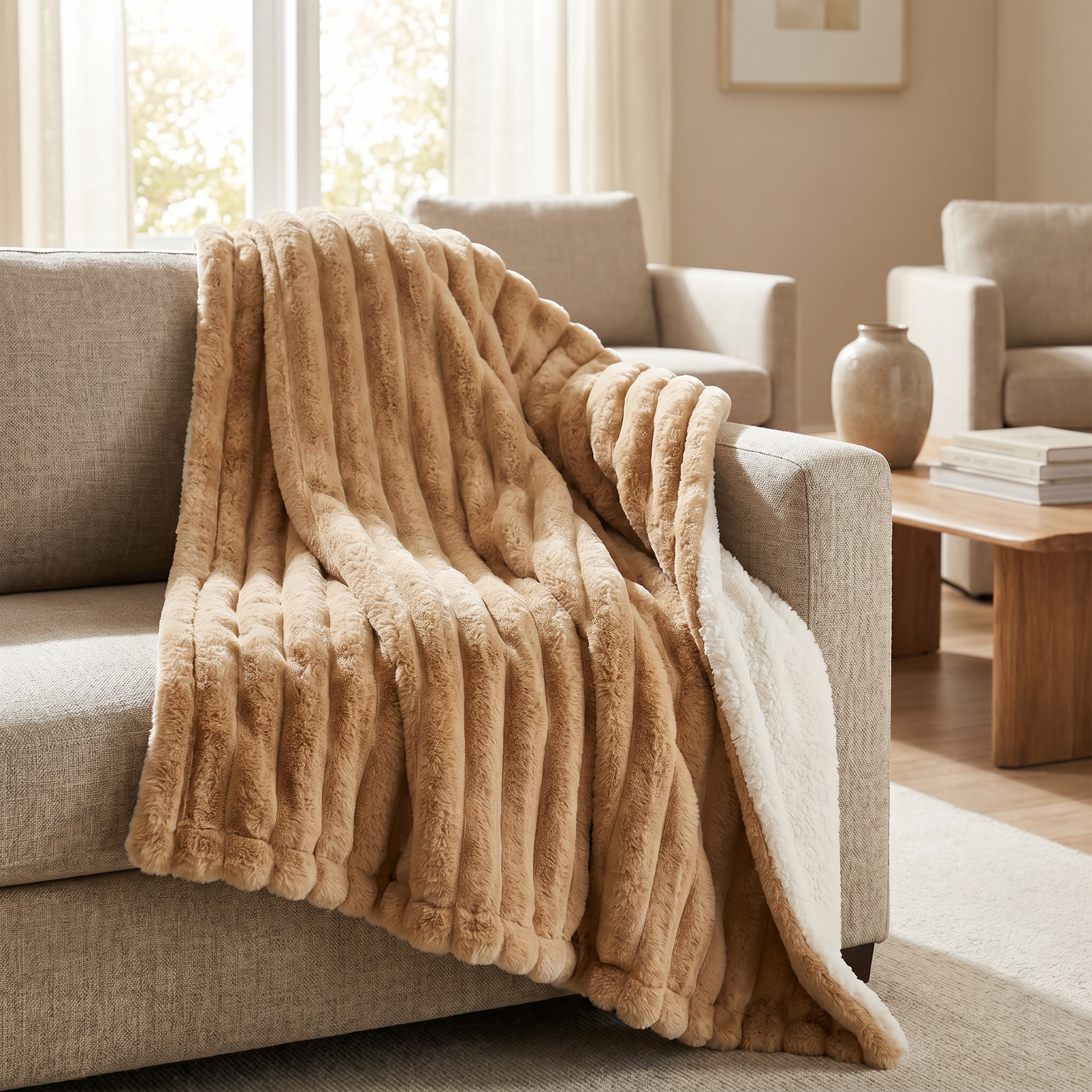 Cloud Sherpa throw blanket, Earth Tones