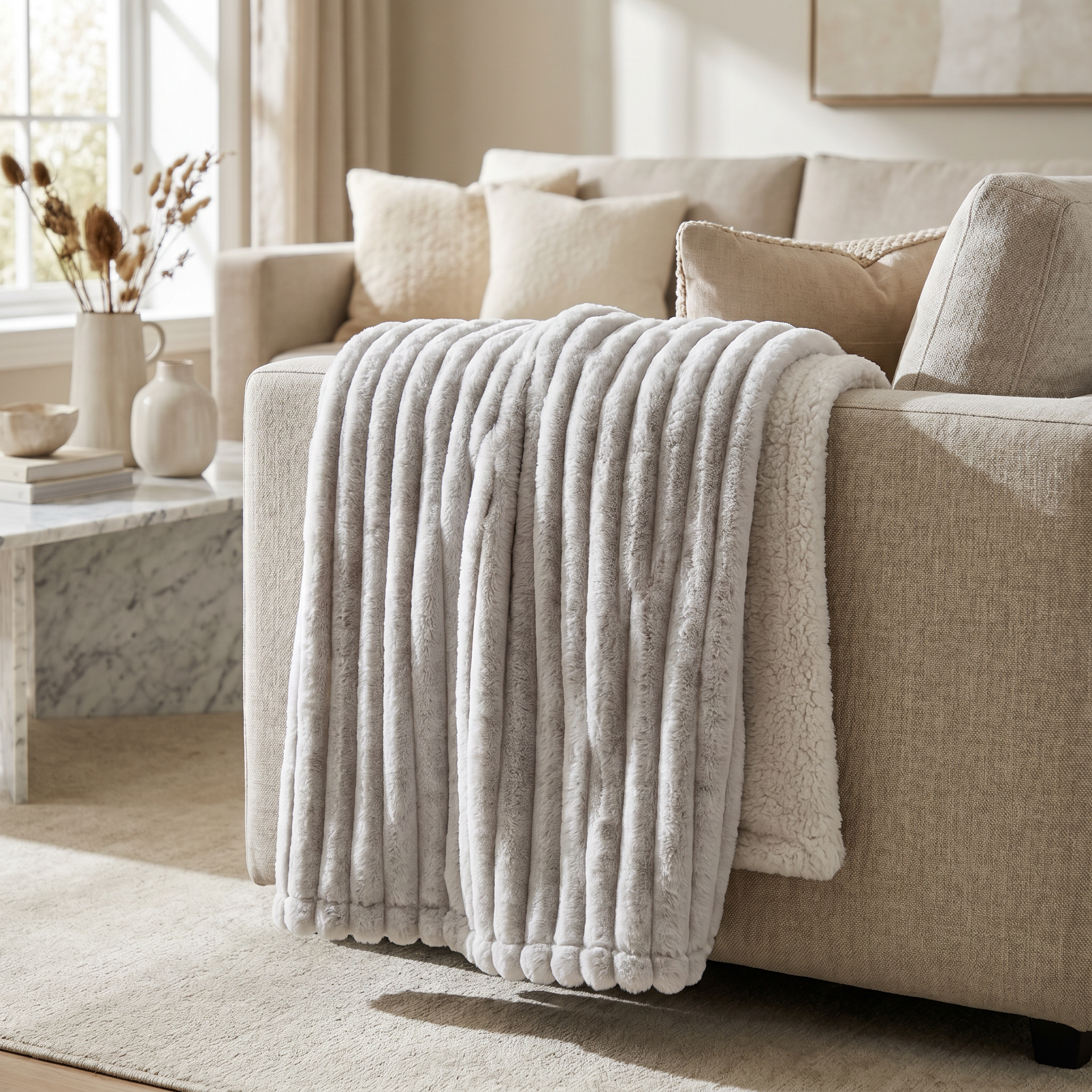 Cloud Sherpa throw blanket, Navy/Grey