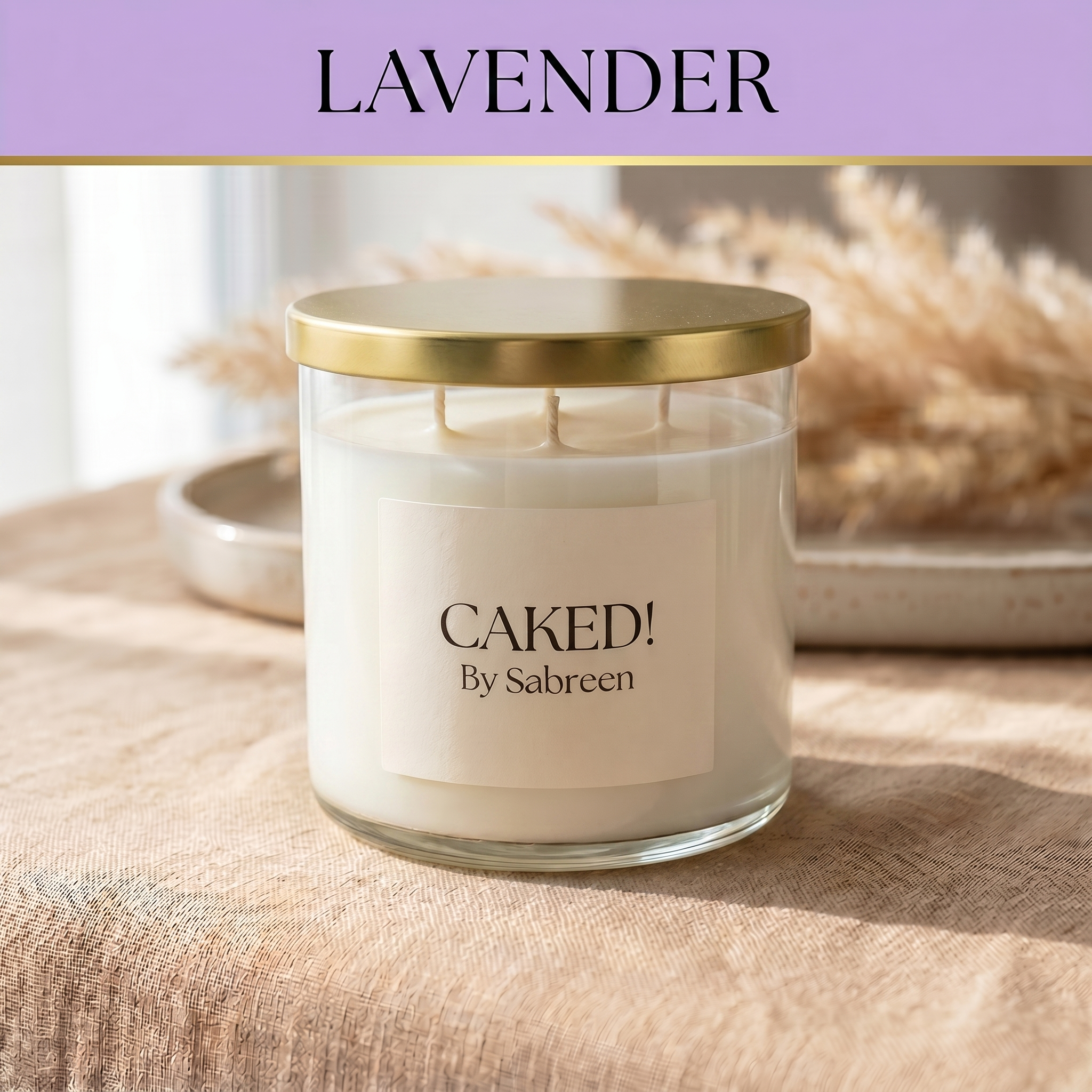 Hand-Poured Soy Candle, Lavender 16oz 3-Wick