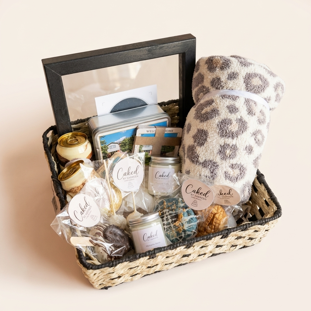 Gold closing gift basket