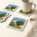 Custom home coasters printed with their new home